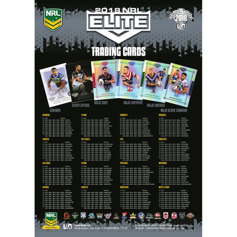 2018 NRL Elite Checklist Card Central